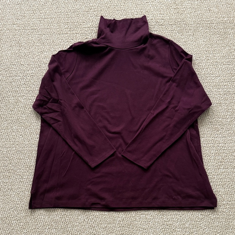 Lands' End Women's Deep Purple Shape Fitted Long Sleeve Turtleneck